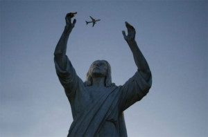 statue juggling plane perfect timing